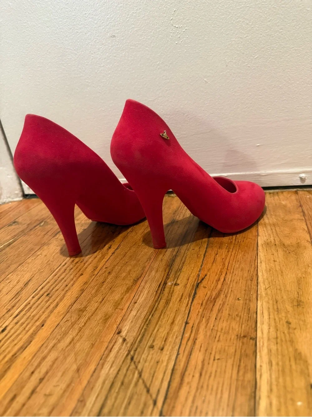 Vivienne Westwood x Melissa size 8 comfy Red Round-Toe High Heels